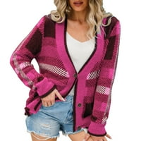 Kardigani za žene Trendy Jesen zimski kardigan pletena veličina Plišani patchwork džemper s dugim rukavima