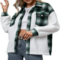 Dabuliu Women Moda Print Fluffy Fleece kaput Zimska topla jakna dugih rukava za majicu sa džepom