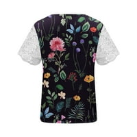 Ženske vrhove Dressy Casual Crochet V Spring Bluze Spring Bluze Cvjetni ispisani ljetni vrhovi za žene