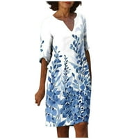 Ženske haljine ljetne ležerne ljetne haljine za žene klizalište Fit & Flare haljina plava m