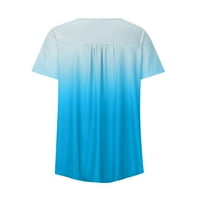 Qcmgmg majice za žene Dressy Casual Gradient Tunic vrhova ljeto labavo Fit Henley gumb dolje s kratkim