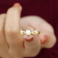 Priroda nadahnuta cvjetni prsten - prsten slatkovodnog bisernog pasijansa s dijamant, 14k žuto zlato,