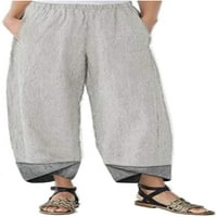 Dabuliu ženske pamučne posteljine hlače visoki struk široki noga Palazzo Lounge Hlače Baggy pantalone