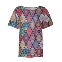 Hanas cvjetni vrhovi za žene, žensko dugme dolje modni casual majica s kratkim rukavima V izrez