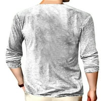 Henley izrez T-majice Henley vrat Majica Bluza Muški vrhovi muški dugi rukav Basic Tee White M