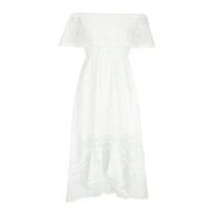 Ženska boemska čipka duga haljina bijela plaža haljina kratka rukava s kratkim rukavima haljina ranog
