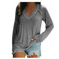 Košulje za žene Grafičke teže smešni čvrsti sa V izrezom s dugim rukavima Grey XXL