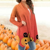 MLQIDK Ženska halloween Cardigan džemper za žene jesen dugi rukav otvoren prednji kardigan crni mačji