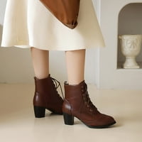 Žene srednje teleće čizme - jesen i zimsko debelo peta čipke pp nude čizme Visoke cipele sa visokom