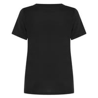HHEI_K Ženske pune ljetne dubine V rect T-majice Side Split kratkih rukava izlaže vrhove za žene