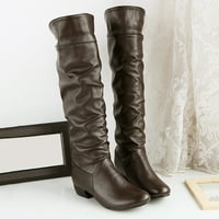 Honeeladyy ženska zimska elegantna koljena visoka čizma crne smeđe visoke cijevi ravne potpetice cipele