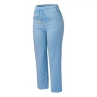 Posteljina struka pamučne i elastične čvrste hlače za crtanje dugačkih ženskih ležerne hlače