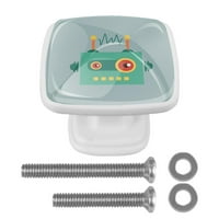 Ownta Funny Cartoon Robot Radio Square Glass Lackers Ručke vuče vijcima za kuhinjski ormar kupaonski