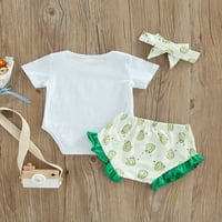 Seyurigaoka dojenčad za bebe ljetna odjeća, pismo Ispis kratkih rukava Rook Ret Rodper + avokado kratke