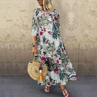Ženska casual rukava cvjetna tiskana Holiday Bohemian Loose Maxi haljina