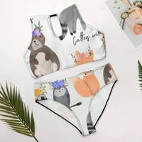 FO bear životinje Clipart Ženski Halter Halter Bikini kupaći kostimi za kupanje
