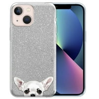 Clear Silver Glitter futrola, iskrivljivanje TPU poklopac za Apple iPhone 6.1 , malteški pas životinja