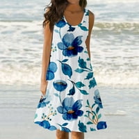 Ljetne haljine Trendy Casual okrugli vrat bez rukava s rukavima na plaži Labavo Ležerne haljine