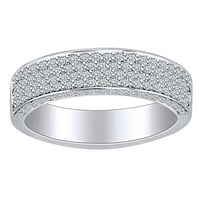 Carat okrugli rez bijeli prirodni dijamant Četiri reda godišnjica vjenčani prsten za prsten u 14K čvrstog bijelog zlata veličine 9,5