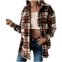 Ženska jakna s dugim pločama Ležerna majica vunene mješavine vunene rever s dugim rukavima dugi kaputi