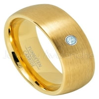 Žuta zlatna kupola Volfran Vjenčana traka - 0,07ct Solitaire Topaz prsten - Personalizirani vjenčani