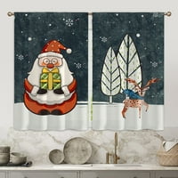 Sanviglor Božićne zavjese šipke džep prozora Curkin Curring Decre Decre Santa Kratki panel Topper Modern
