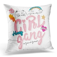 Ružičasta djevojka slogan s girnim bijelim grafičkim jastukom od jastuče