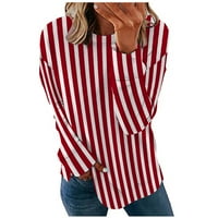 TKLpehg Womens Duksetshirts Crewneck Vintage Elegant Casual Labava meka bluza Jesen Stripe Ispirana