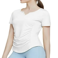 Luxplum dame yoga majice kratki rukav vježbanje vrh V izrez TEE prozračan pulover Sportska bluza Bijela