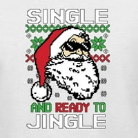 Divlji Bobby, Santa Single i spreman za jingle božićne džemper muškarci dugih rukava, bijela, velika
