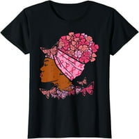 Žene crne žene leptiri ružičastim majicama s rakom dojke Afrička majica