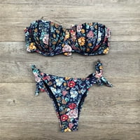 Ženski kupaći kostimi modni cvjetni print kupaći kostimi za kupaći kostimi s kupaćem crni m