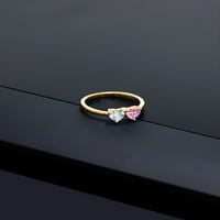 Gem Stone King 18K žuti pozlaćeni srebrni prsten Aquamarine Pink Moissine