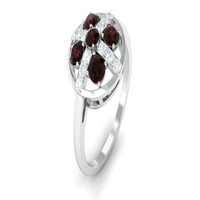 Jewels Rosec - CT Prirodni Garnet prsten s dijamant, Crveni granat Fini prsten za žene, 14k bijelo zlato,