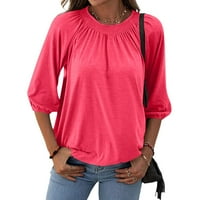 Miayilima Pink Plus veličine za žene modna gornja majica za žene Tri četvrtine rukave meke kauzalne