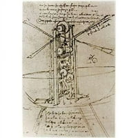 Crtanje letećeg stroja Poster Print Leonardo da Vinci
