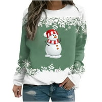 Božićne kapuljače Teen Ženska zimska tiskana labava majica dugi rukavi bluza okrugli vrat casual vrhovi