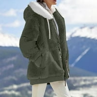 Ženska moda Soild Wirse Loas Plish Dugi rukav džepni kaput sa zatvaračem s dugim rukavima