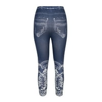 Ylioge Dame Ljetne pantalone Capri demin Cline Leg Lounge Capris Control Tummy Fau Jeans Yoga Skinny