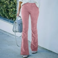 Funicet Plus veličine pantalone za paljenje za žene visoki struk Spremljene hlače sa čvrstim širokim hlačama Ležerne hlače duge hlače