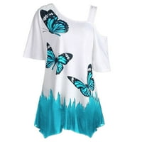 Levmjia Womens Plus veličine vrhova kratkih rukava ljeto hladno rame leptir za bluzu za bluzu