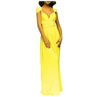 Ljetne haljine za žene Ženske višestruke haljine bez rukava bez rukava, čipkasto-dress haljine žuti