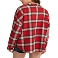 Žene Basic Buffalo Plaid majica Ležerne prilike dugih rukava Bluze padaju Dečki stil kardigani sa džepom
