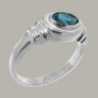 Britanci napravio 9k bijeli zlatni prsten s prirodnim London Blue Topaz Unise zaručnički prsten - Opcije