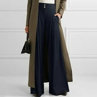 Solacol High Squik široke pantalone za žene za žene Hlače za žene Visoki struk Ženska moda Ležerne prilike