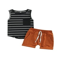 TODDLER Baby Boy Summer Outfits majice bez rukava Stripe prsluk Cisterne vrhove + kratke hlače Set odjeće