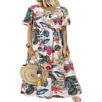 Luxplum dame duge haljine kratki rukav maxi haljine cvjetni print ljetni plažni sandress labav putnik