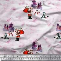 Soimoi pamučna kambrična tkaninska snjegović, santa i drvo božićno štampanje tkanine sa dvorištem široko