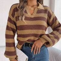 Ženska plus veličina labav duks pulover s dugim rukavima V-izrez bluza Majica Fall Loooe ugradbeni džemper