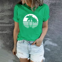 Ženske majice Ljetni vrhovi za žene plaža Tree Print kratki rukav majica Ležerne prilike Havajsko odmaralište
